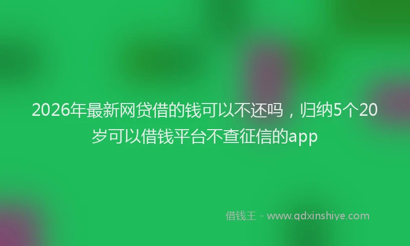 2026年最新网贷借的钱可以不还吗，归纳5个20岁可以借钱平台不查征信的app