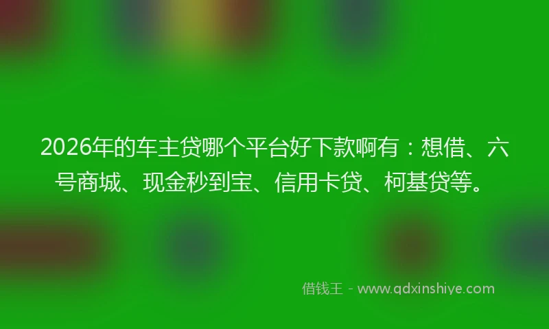 2026年的车主贷哪个平台好下款啊有：想借、六号商城、现金秒到宝、信用卡贷、柯基贷等。