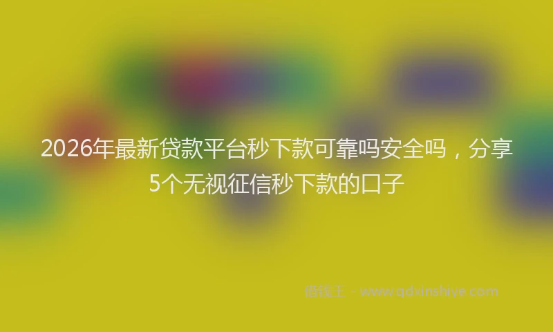 2026年最新贷款平台秒下款可靠吗安全吗，分享5个无视征信秒下款的口子