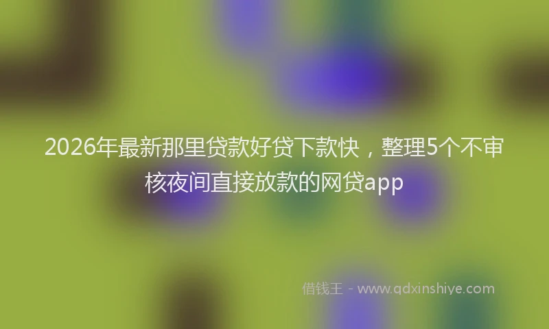 2026年最新那里贷款好贷下款快，整理5个不审核夜间直接放款的网贷app