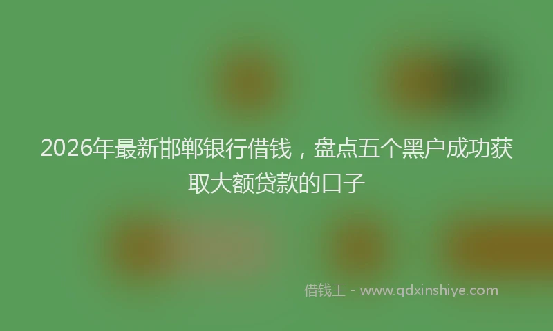 2026年最新邯郸银行借钱，盘点五个黑户成功获取大额贷款的口子
