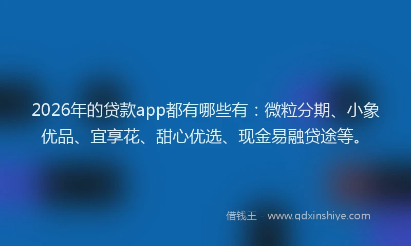2026年的贷款app都有哪些有：微粒分期、小象优品、宜享花、甜心优选、现金易融贷途等。