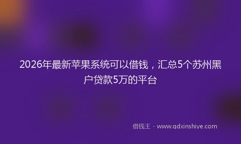 2026年最新苹果系统可以借钱，汇总5个苏州黑户贷款5万的平台