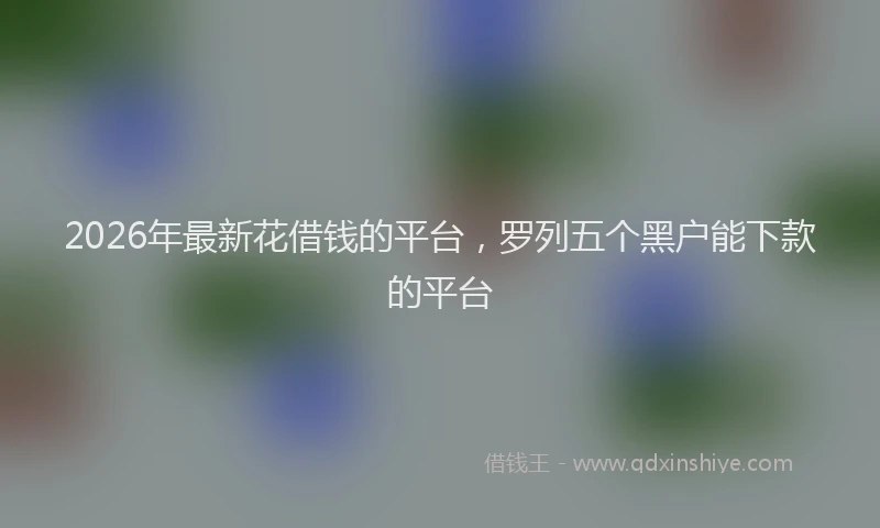 2026年最新花借钱的平台，罗列五个黑户能下款的平台