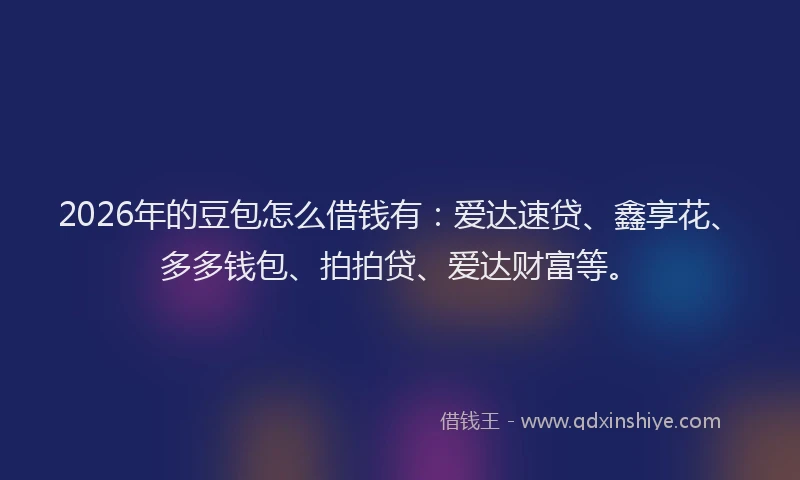 2026年的豆包怎么借钱有：爱达速贷、鑫享花、多多钱包、拍拍贷、爱达财富等。