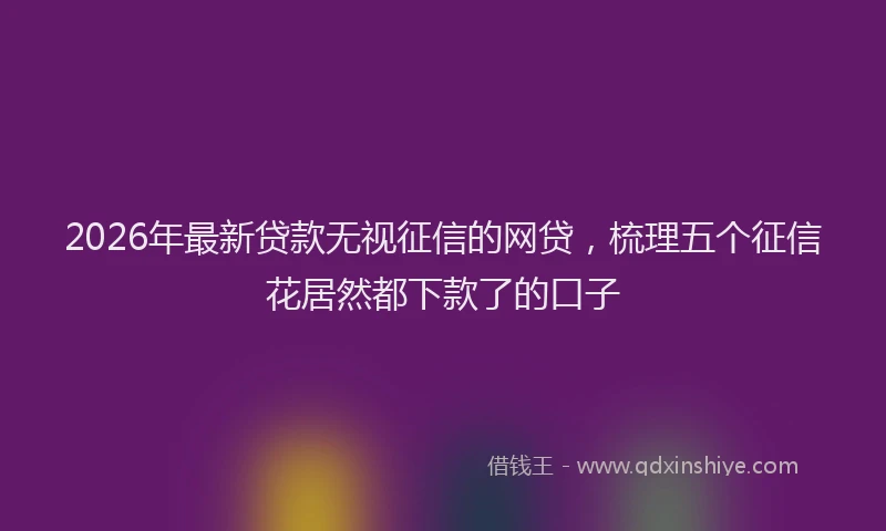 2026年最新贷款无视征信的网贷，梳理五个征信花居然都下款了的口子