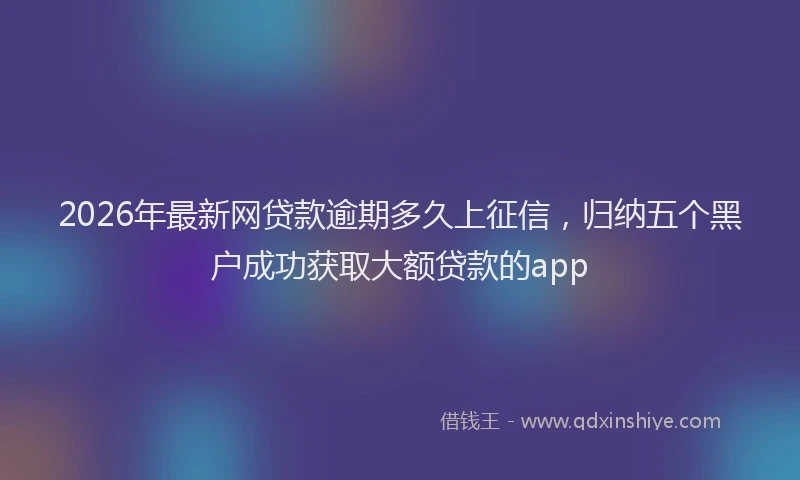2026年最新网贷款逾期多久上征信，归纳五个黑户成功获取大额贷款的app