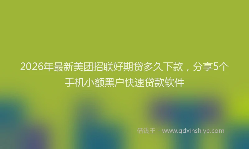 2026年最新美团招联好期贷多久下款，分享5个手机小额黑户快速贷款软件