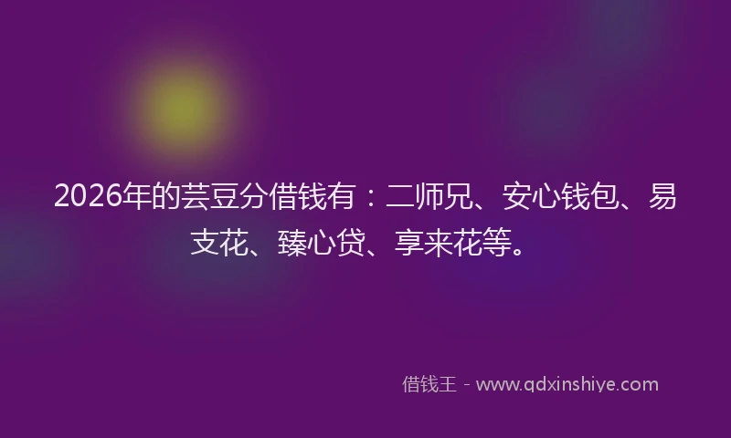 2026年的芸豆分借钱有：二师兄、安心钱包、易支花、臻心贷、享来花等。