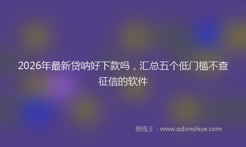 2026年最新贷呐好下款吗，汇总五个低门槛不查征信的软件
