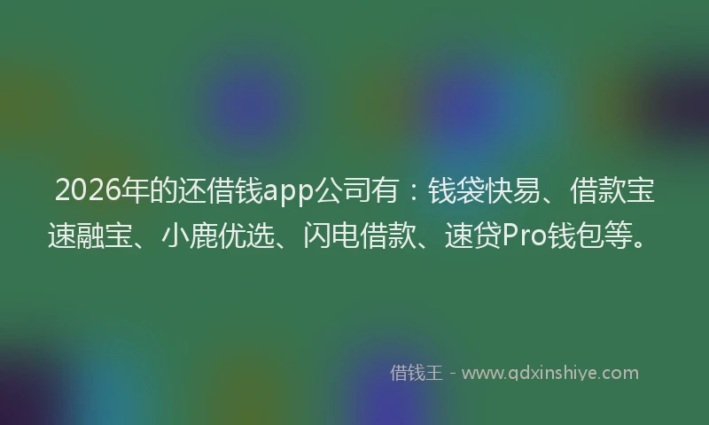 2026年的还借钱app公司有：钱袋快易、借款宝速融宝、小鹿优选、闪电借款、速贷Pro钱包等。