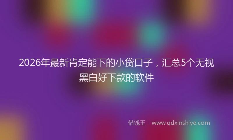 2026年最新肯定能下的小贷口子，汇总5个无视黑白好下款的软件