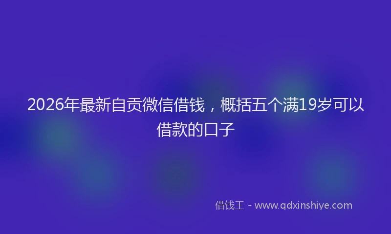 2026年最新自贡微信借钱，概括五个满19岁可以借款的口子