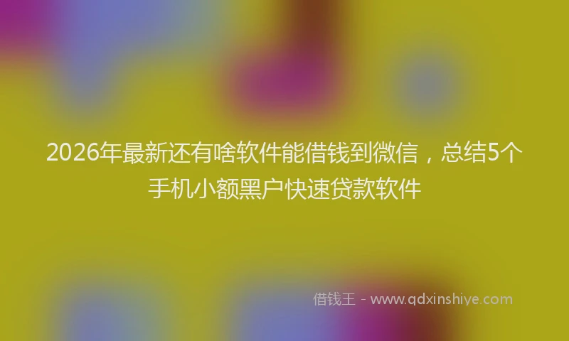 2026年最新还有啥软件能借钱到微信，总结5个手机小额黑户快速贷款软件