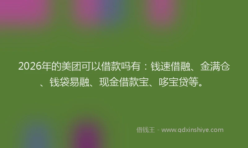 2026年的美团可以借款吗有：钱速借融、金满仓、钱袋易融、现金借款宝、哆宝贷等。