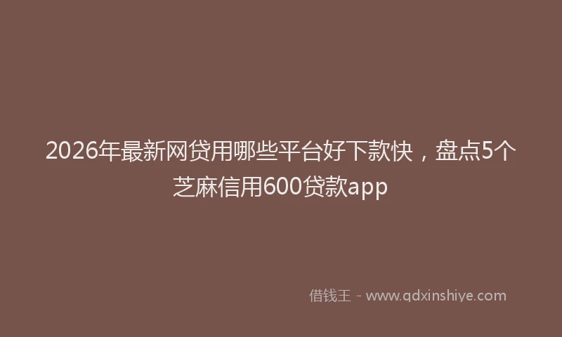 2026年最新网贷用哪些平台好下款快，盘点5个芝麻信用600贷款app