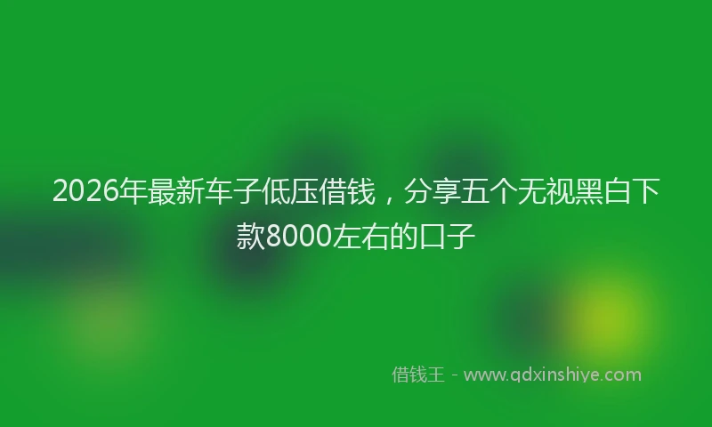2026年最新车子低压借钱，分享五个无视黑白下款8000左右的口子