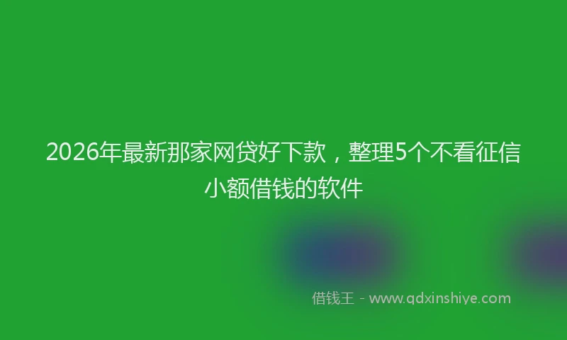 2026年最新那家网贷好下款，整理5个不看征信小额借钱的软件