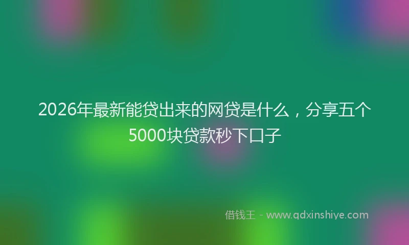 2026年最新能贷出来的网贷是什么，分享五个5000块贷款秒下口子