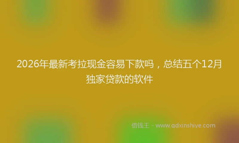 2026年最新考拉现金容易下款吗，总结五个12月独家贷款的软件