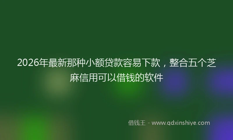 2026年最新那种小额贷款容易下款，整合五个芝麻信用可以借钱的软件