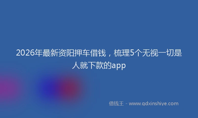 2026年最新资阳押车借钱，梳理5个无视一切是人就下款的app
