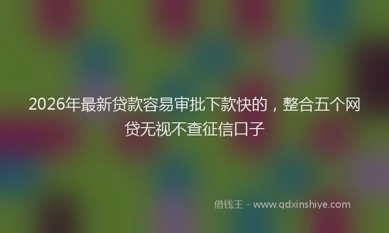 2026年最新贷款容易审批下款快的，整合五个网贷无视不查征信口子