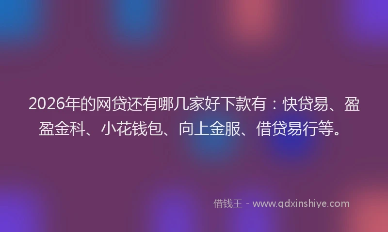 2026年的网贷还有哪几家好下款有：快贷易、盈盈金科、小花钱包、向上金服、借贷易行等。