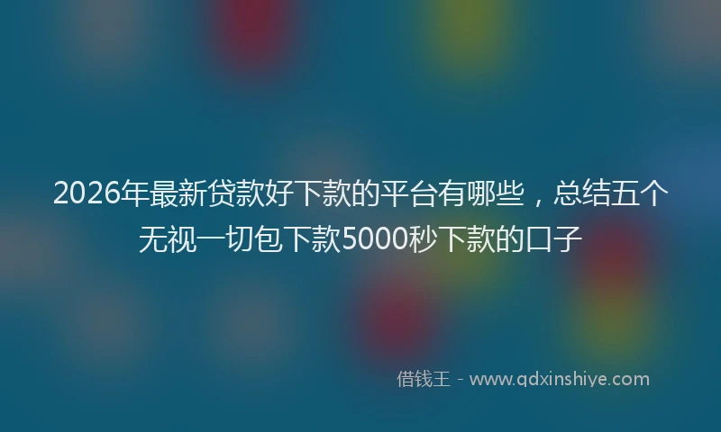 2026年最新贷款好下款的平台有哪些，总结五个无视一切包下款5000秒下款的口子