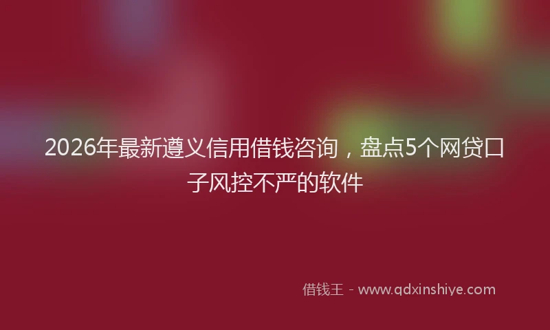 2026年最新遵义信用借钱咨询，盘点5个网贷口子风控不严的软件