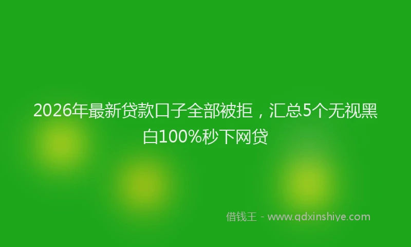 2026年最新贷款口子全部被拒，汇总5个无视黑白100%秒下网贷