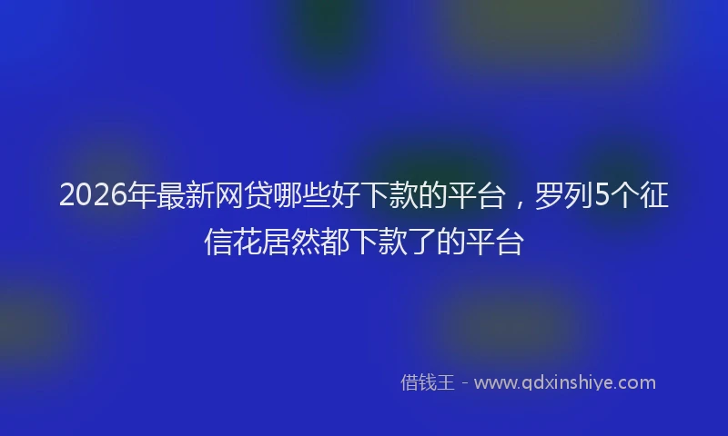 2026年最新网贷哪些好下款的平台，罗列5个征信花居然都下款了的平台