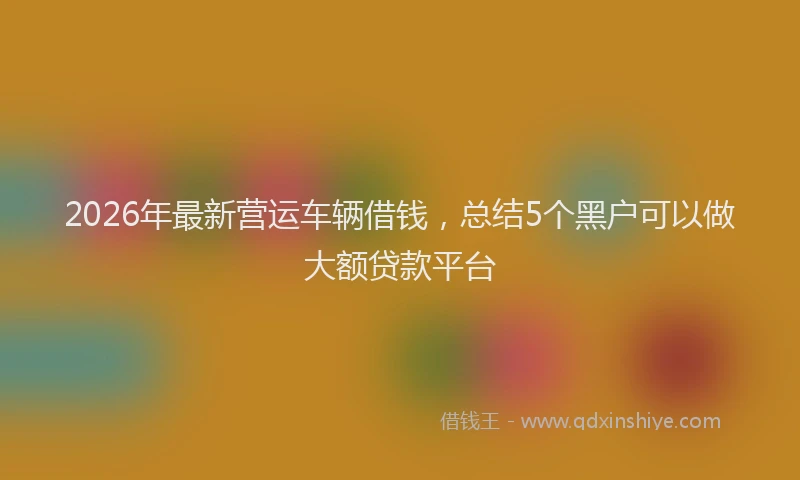 2026年最新营运车辆借钱，总结5个黑户可以做大额贷款平台