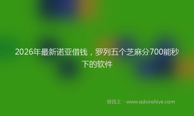 2026年最新诺亚借钱，罗列五个芝麻分700能秒下的软件
