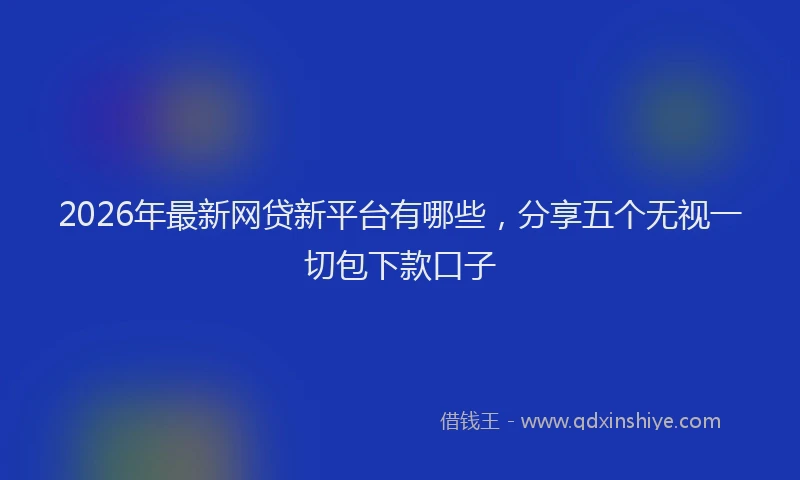 2026年最新网贷新平台有哪些，分享五个无视一切包下款口子
