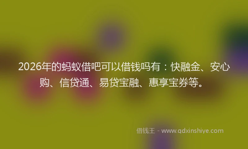 2026年的蚂蚁借吧可以借钱吗有：快融金、安心购、信贷通、易贷宝融、惠享宝券等。