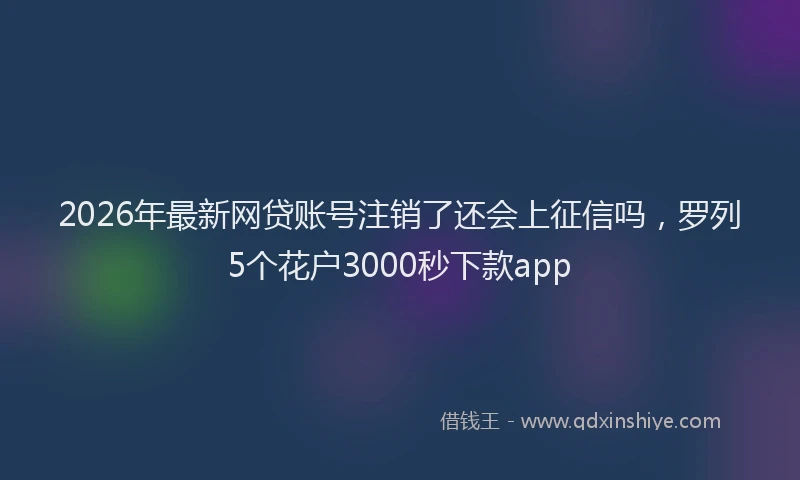 2026年最新网贷账号注销了还会上征信吗，罗列5个花户3000秒下款app