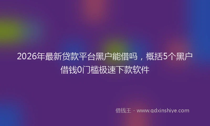 2026年最新贷款平台黑户能借吗，概括5个黑户借钱0门槛极速下款软件