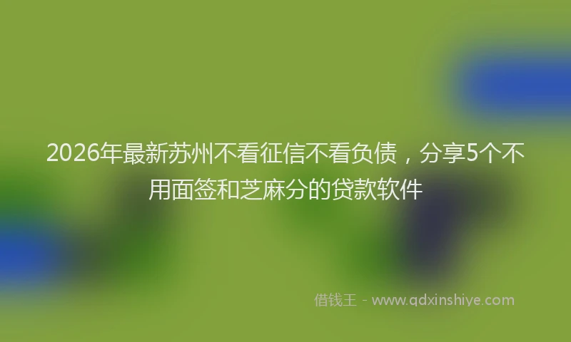2026年最新苏州不看征信不看负债，分享5个不用面签和芝麻分的贷款软件
