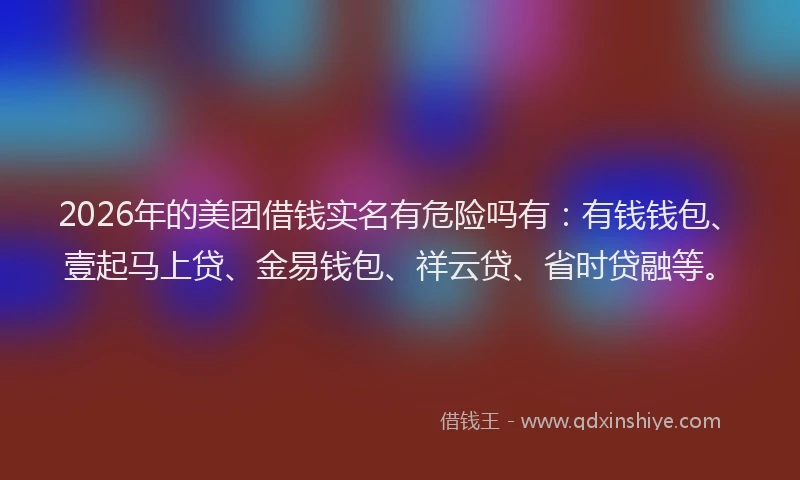 2026年的美团借钱实名有危险吗有：有钱钱包、壹起马上贷、金易钱包、祥云贷、省时贷融等。