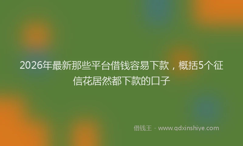 2026年最新那些平台借钱容易下款，概括5个征信花居然都下款的口子
