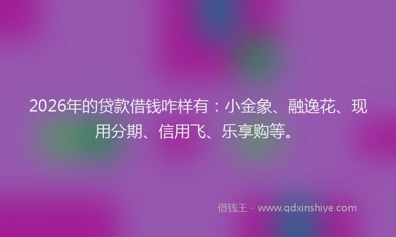 2026年的贷款借钱咋样有：小金象、融逸花、现用分期、信用飞、乐享购等。
