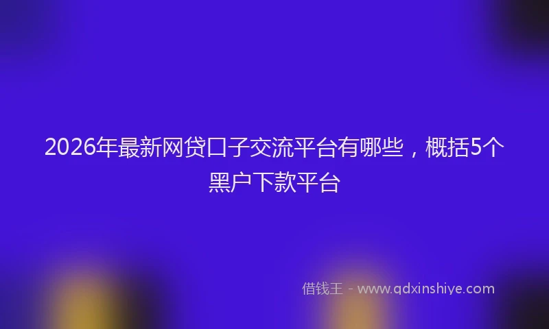 2026年最新网贷口子交流平台有哪些，概括5个黑户下款平台