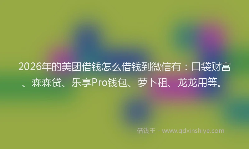2026年的美团借钱怎么借钱到微信有：口袋财富、森森贷、乐享Pro钱包、萝卜租、龙龙用等。