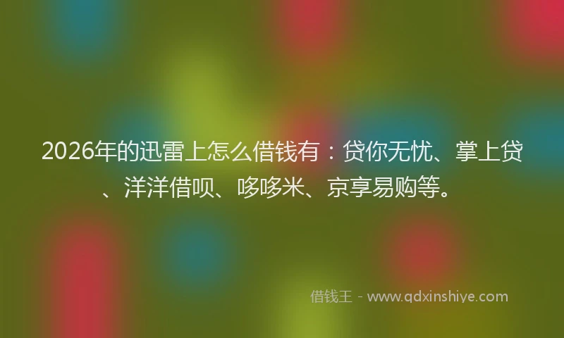 2026年的迅雷上怎么借钱有：贷你无忧、掌上贷、洋洋借呗、哆哆米、京享易购等。