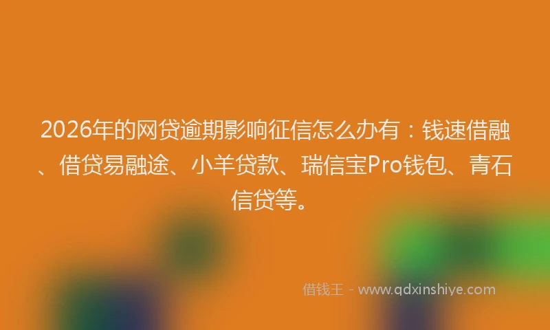 2026年的网贷逾期影响征信怎么办有：钱速借融、借贷易融途、小羊贷款、瑞信宝Pro钱包、青石信贷等。