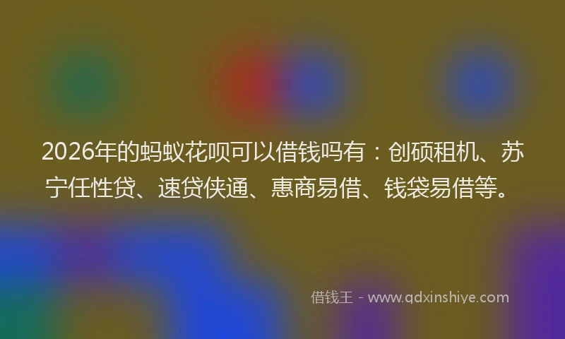2026年的蚂蚁花呗可以借钱吗有：创硕租机、苏宁任性贷、速贷侠通、惠商易借、钱袋易借等。