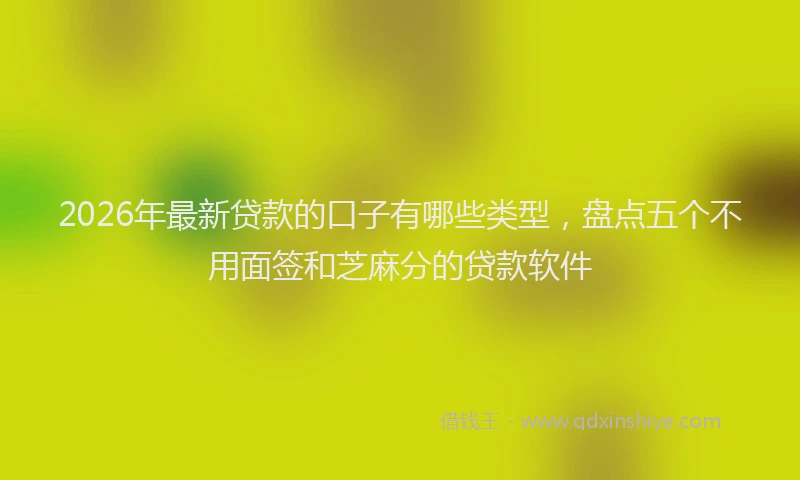 2026年最新贷款的口子有哪些类型，盘点五个不用面签和芝麻分的贷款软件