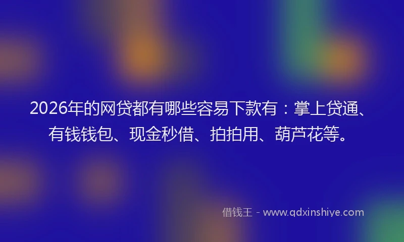 2026年的网贷都有哪些容易下款有：掌上贷通、有钱钱包、现金秒借、拍拍用、葫芦花等。