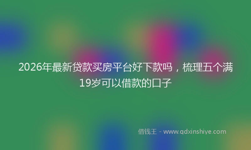 2026年最新贷款买房平台好下款吗，梳理五个满19岁可以借款的口子